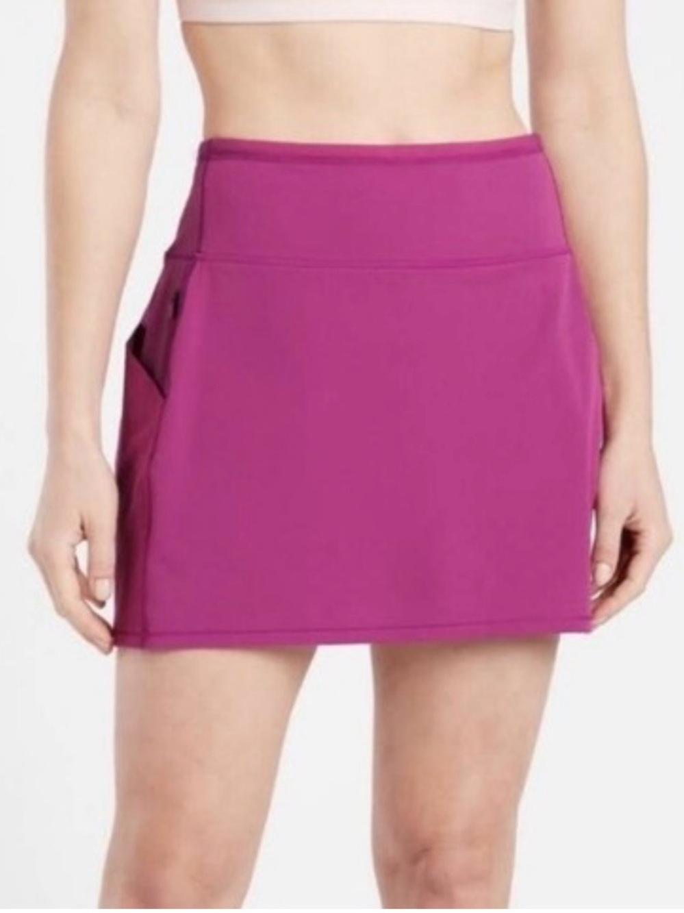 Athleta Action Skort in Dobby 16.5" Magenta Sz Medium Pockets EUC Tennis Golf